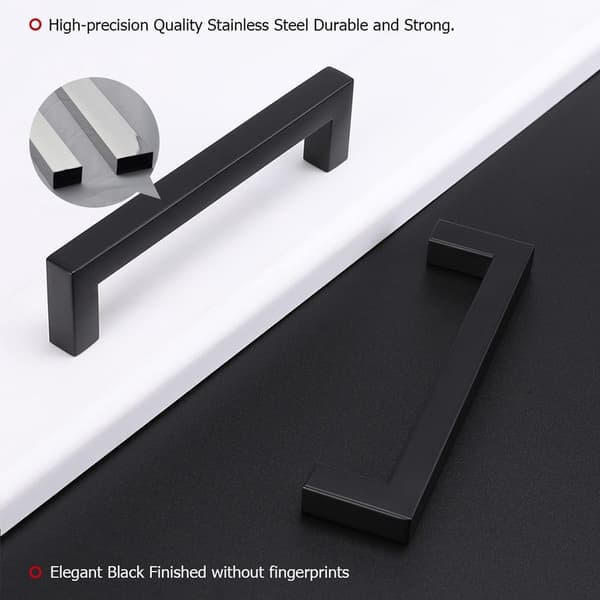10 Pieces 160mm Black Kitchen Cabinet Handles, Stainless Steel Cabinet Pulls for Drawers, Wardrobe, Modern Design