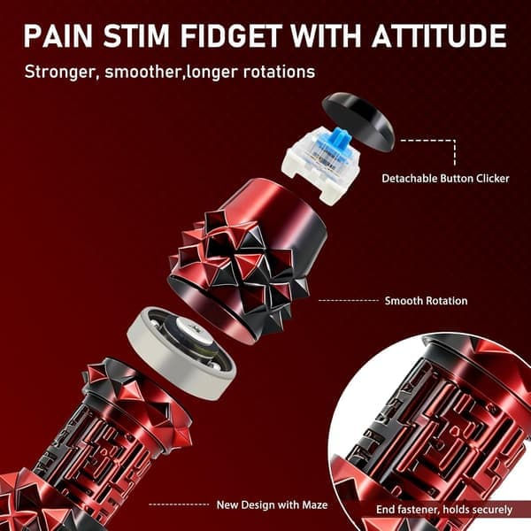 Spiky Fidget Toy Keychain 6-in-1 Stress Relief Clicker Spinner Maze Roller Storage [Ho]