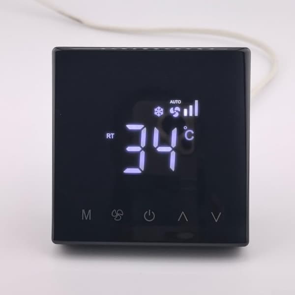 Smart Termostat Klimaanlæg Touchscreen Interface Timer Tre-trins Ventilator PC f LCD Central Controller Dobbeltsidet Isolering Programmerbar ABS Sort
