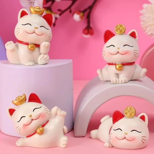 Håndlavet Resin Kattefigur til Bilinteriør - Sødt Mini Pyntegave [JUN]