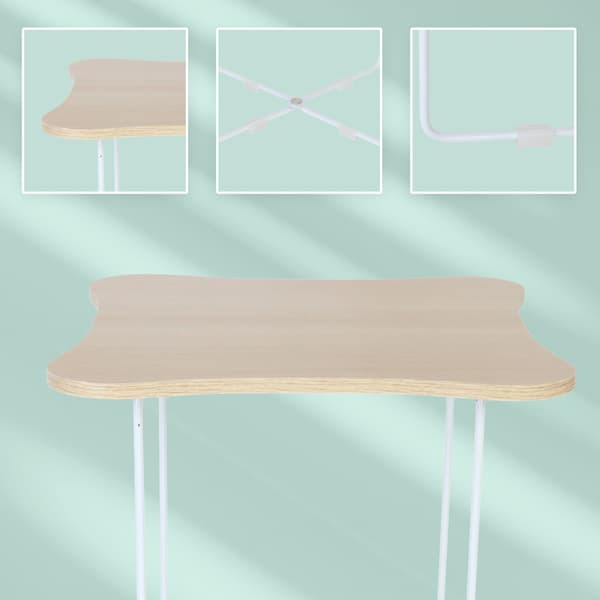 Skandinavisk sidebord, lyst tre og hvit metall
