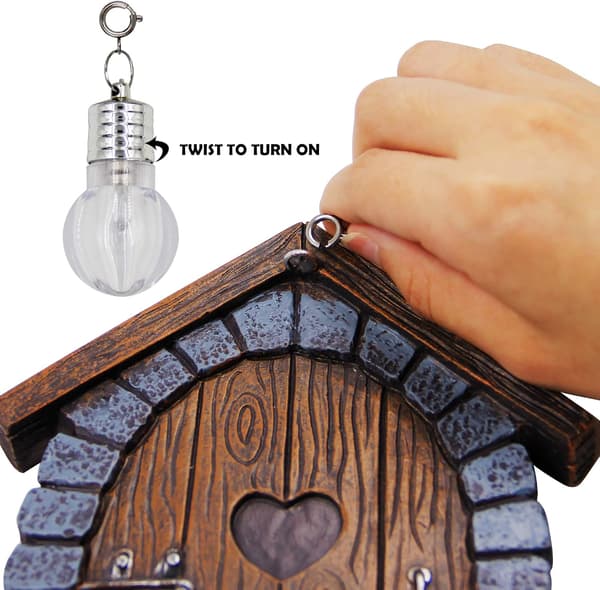 Miniature vinduer og døre med træ dekorative lys, lum