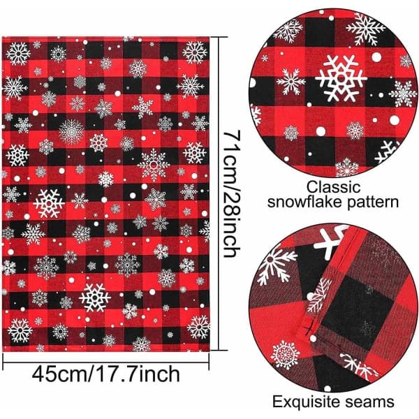 【PP】4-pack pläd snöflinga disktrasor jul bomull Buffalo pläd snöflinga disktrasor för inomhus utomhus