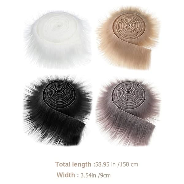 4 stk Kunstig Pelsbånd Tekstil Fluffy Pels Stoffer DIY Håndværk Bløde Remser