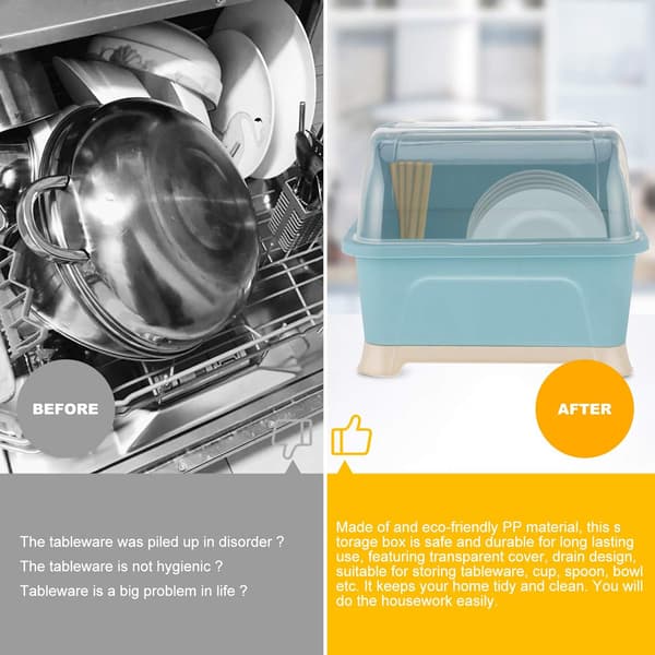 Kitchen Dish Rack with Lid, Nursing Bottle Storage Box, Countertop Kitchen Utensil Cutlery Box
