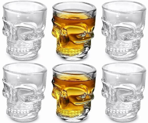 6 stk 45 ml Kraniet Shotglas, Sæt med 6, 1,5 oz, Klar