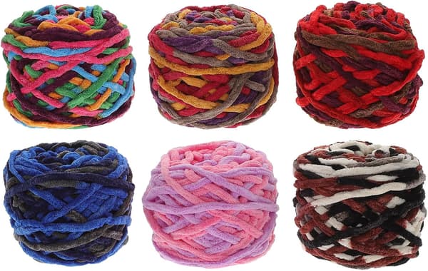 6 Rolls Thick Crochet Yarn Acrylic Knitting Thread for Sweaters Scarves Hats
