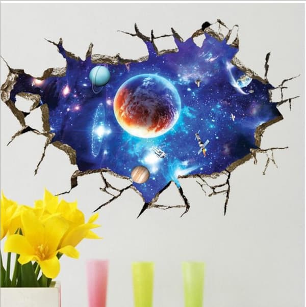 Broken Space Planet 3D Wall Sticker Living Room Bedroom Ceiling D