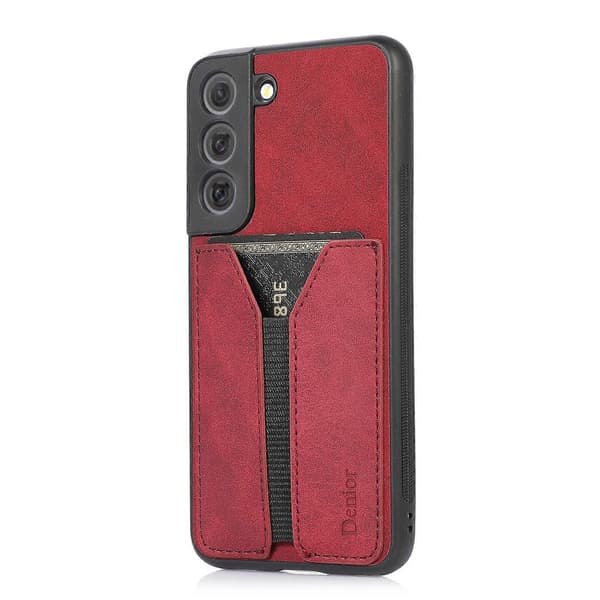 Til Samsung Galaxy S22 5G Denior DV Elastisk Kort PU Bagcover Telefonetui (Rød)