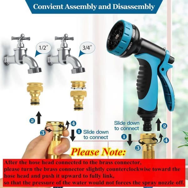 Expandable Garden Hose, Flexible with 10-Function Spray Nozzle, Retractable Garden Hose, 30 Meters