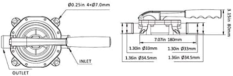 720 GPH Boat Marine Manual Diaphragm Hand Bilge Water Pump, Strong, Durable, with Rubber Handle