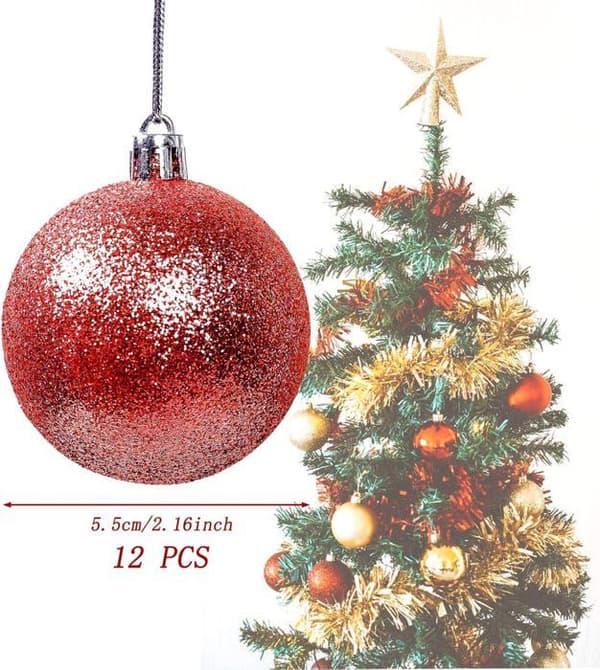 Julekuler, 12 stk juletrekuler, juletrepynt, matte og skinnende, glitrende, ∅ 6CM (blå)