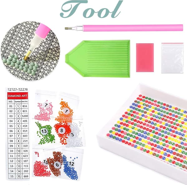 (28) 4 dele DIY Diamantmaling Julekit, 5D Julebroderi