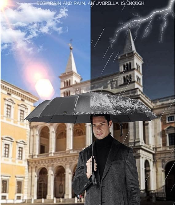 Extra Large Windproof Snow Umbrella Automatic Open Close Portable Durable Outdoor Sun Rain Snow Protection 106 cm With Carabiner