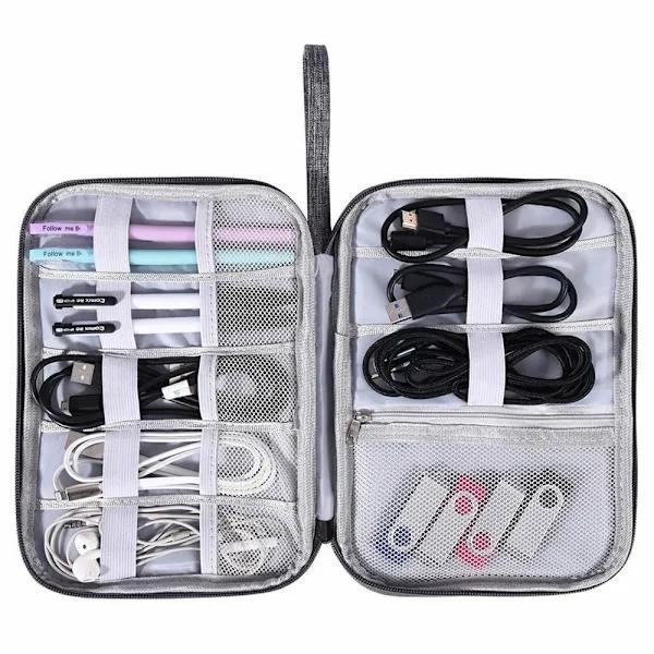 Travel Cable Bag Organizer Charger Storage Electronics USB Case Grey