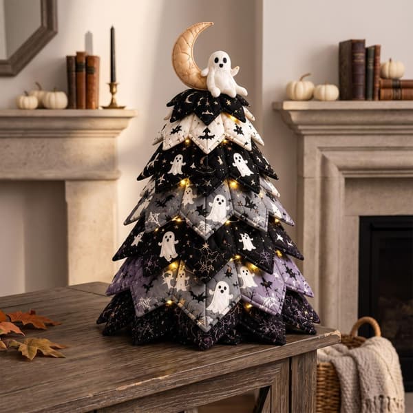 DIY Halloween Quilted Fabric Tree Kit, 3D Sewing Craft Halloween Tree, B B/1 B/1