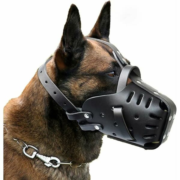 Basket Muzzle for Large Dogs, Anti-Bite Leather Training Muzzle for German Shepherd Doberman[JUN]