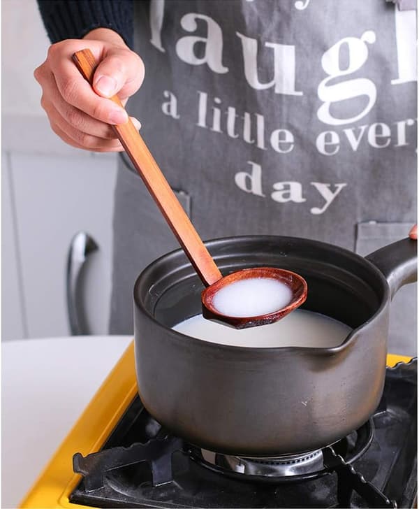 4 stycken träskedar i japansk stil med långt skaft
