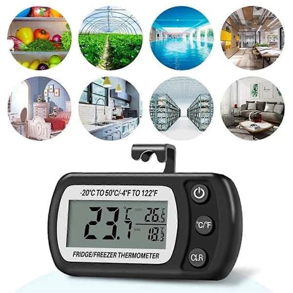 (pow yeah!) 4 Pcs Digital Refrigerator Thermometer Fridge and Freezer Combination with Large LCD Screen Stand for Room Kitchen