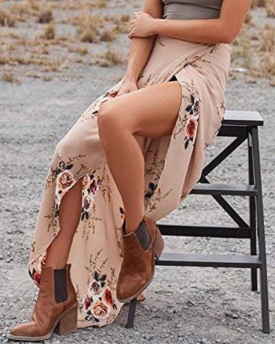 Kvinnors Boho Blommiga Tie Sommar Strand Wrap Klänning, XL