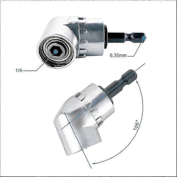 105 Graders Vinkel Skruetrækker Socket Adapter Justerbar 1/4 tomme Hex Bit