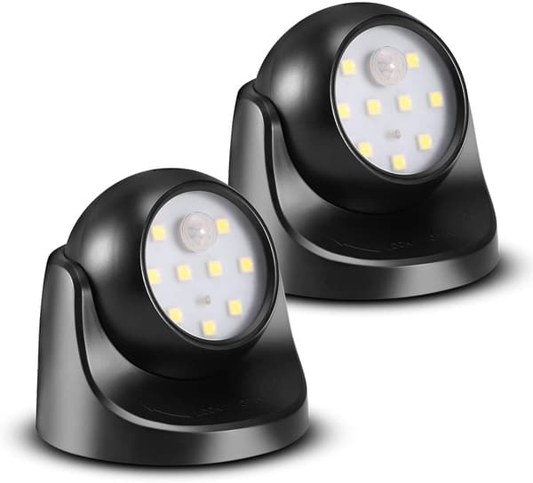 6000K Kallvit Rörelsesensor LED Vägglampa, Trådlös & Vattentät (2-pack) [JUN]