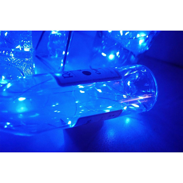 6-pak, 20 LED Flaskelys Fairy String LED Lys (blå)