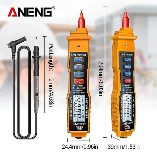 Aneng A3003 Digital Multimeter Pen-type Måler 4000 Tællinger Kontaktløs AC/DC Spænding Modstand Kapacitans