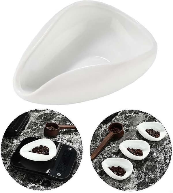 Coffee Bean Dosing Bowl, White Ceramic Teaspoons, Coffee Dosing Plate, High Precision in Every Brew