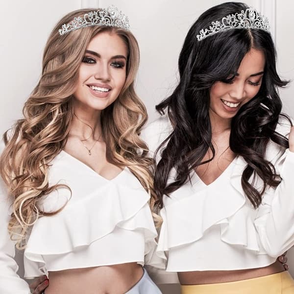 Krone Tiara Sølv Tiaraer for Kvinner Krystallkrone for Jenter Prinsesse