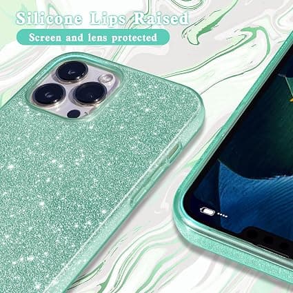 Vert, Glitterdeksel Kompatibelt med iPhone 13 Pro Deksel Houss