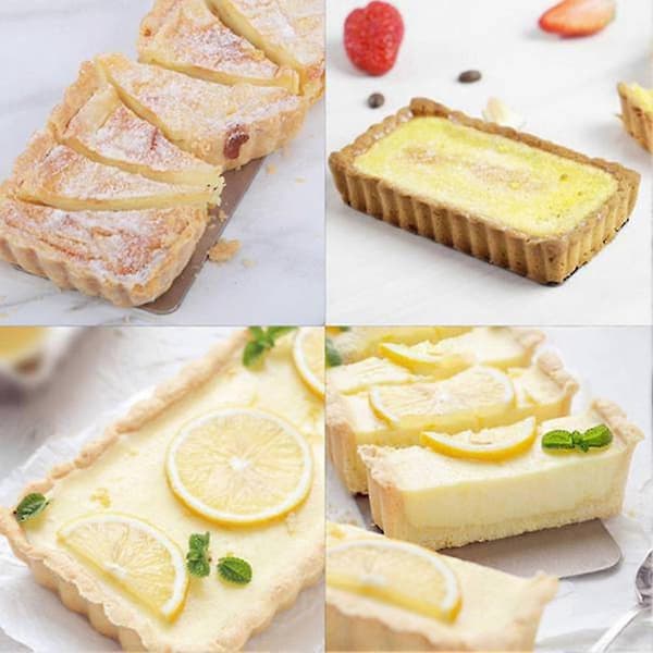 8-pack Non-stick Quiche and Tart Pans Rectangular with Removable Bottom, Fluted Tart Pan Compatible with Fruit Pie Cake