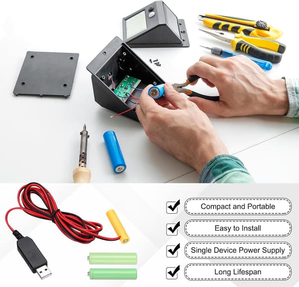 1 stk Universal 5V USB Strømkonverter AAA Batteri Erstatning 1.5V 1M Gold