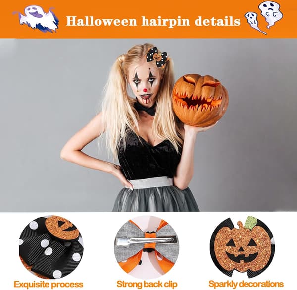 4 stk Halloween hårspenner, Halloween hårspenner med spindelvev