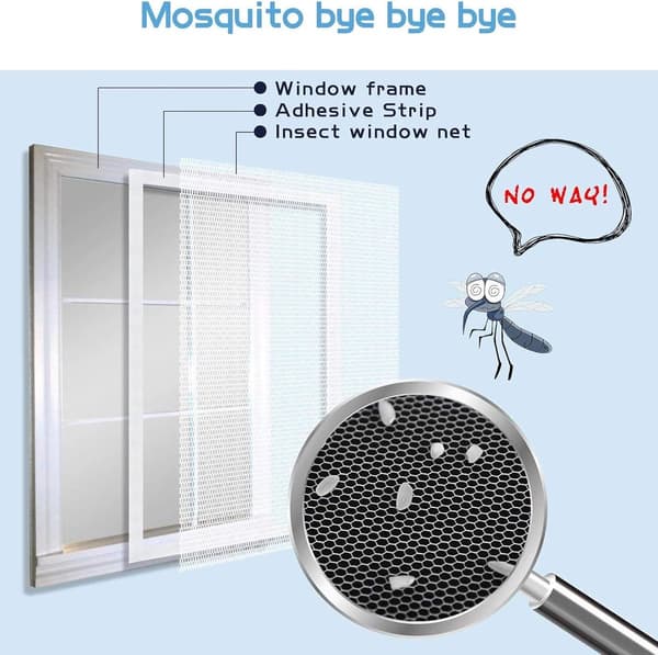 Window Insect Screen with Velcro, Quick Installation, Reusable, Washable for Home Windows, White 100x120 cm
