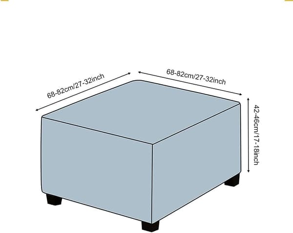 1PC Blue Stretch Square Ottoman Cover, Footstool Cover with Elastic