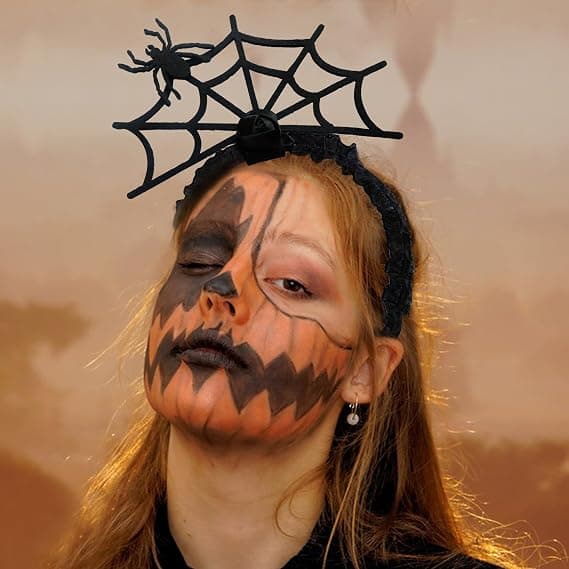 (Sort) Halloween Edderkoppespind Hårbøjle Cosplay Maskerade Edderkop