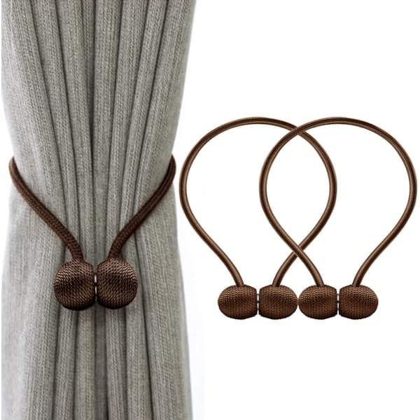 Gardinklemmer med magnetrem (2-pak) mørkebrun dark brown