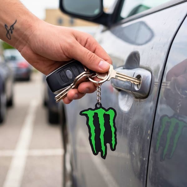 2x Monster-energiajuoma-avaimenperä, vihreä M Grön