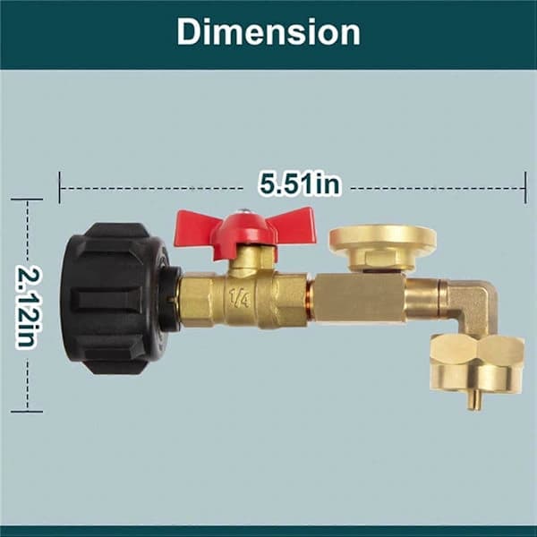 Propane Refill Adapter with Valve and Gauge, Solid Brass 90-Degree Angle for Refilling 1lb Bottles from 20lb Tank, Black Brass