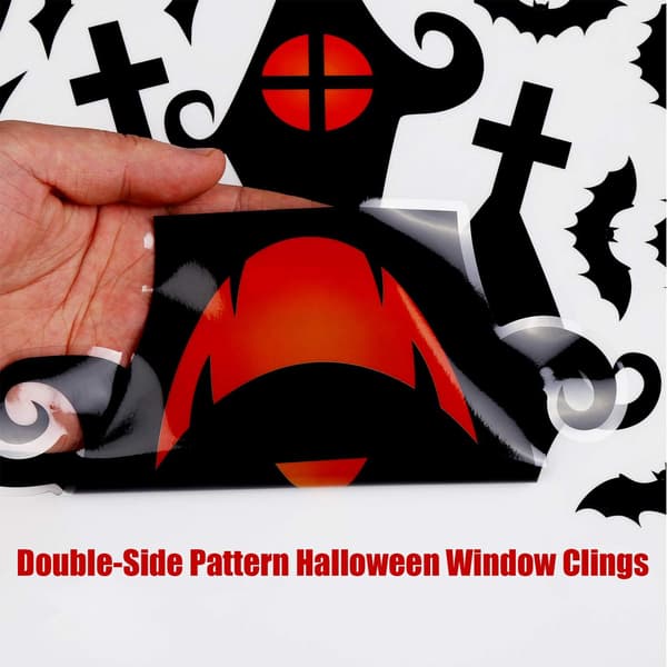 8 ark Halloween vindusdekaler, dobbeltsidige skumle avtakbare W