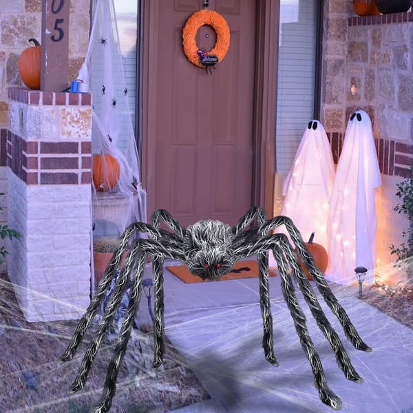 2-pak gigantiske behårede edderkoppdekorationer til Halloween med trekantede S