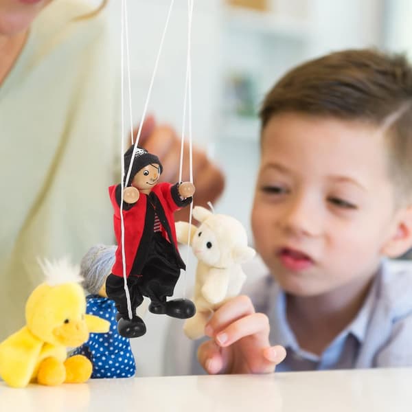 Pirate String Doll Wooden Marionette Toys Fun Pull String Dolls