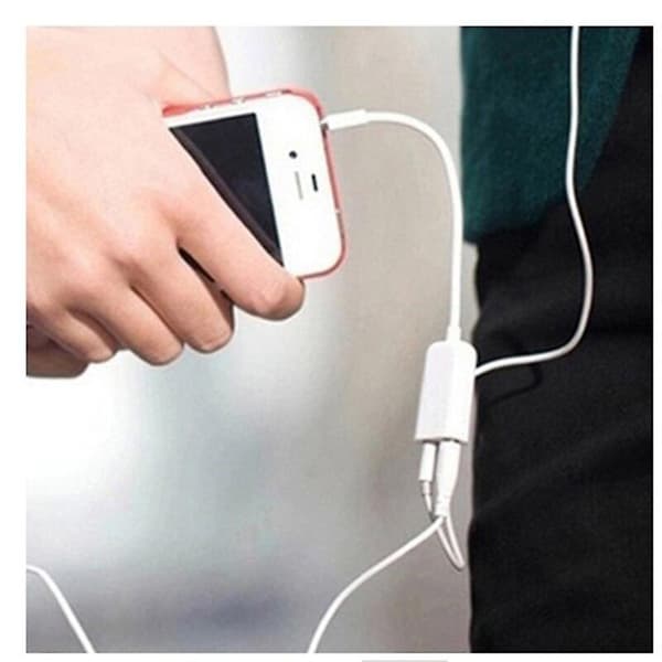 (Vit) 3,5 mm Aux 1 han til 2 hun lydhovedtelefoner headset øretelefon
