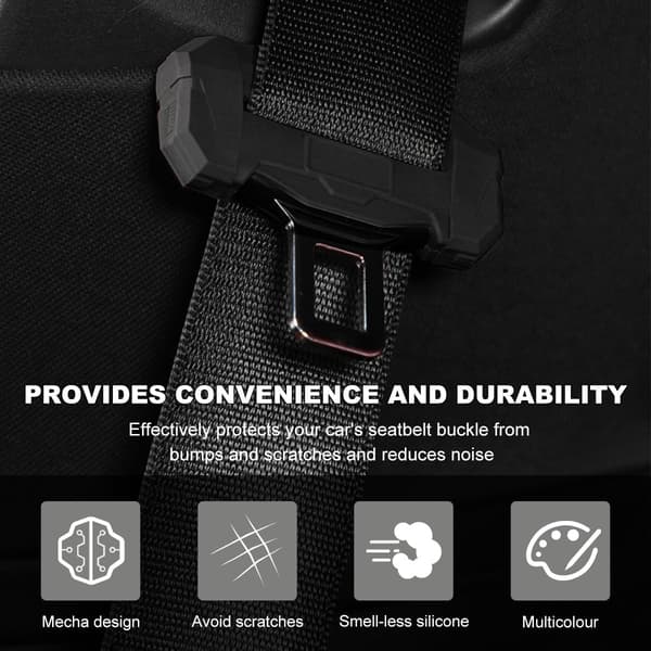 2PCS Bilbältesspänneskydd, Anti-Scratch Silikon Auto Säkerhetsbältesskydd, Universellt Säkerhetsklämsskydd Passar de flesta fordon, Black