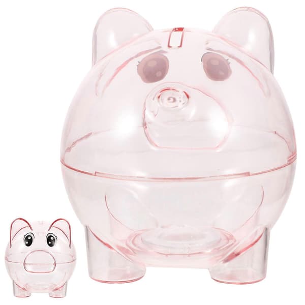 Transparent Piggy Bank Develops Saving Habits Table Decoration 2 pcs