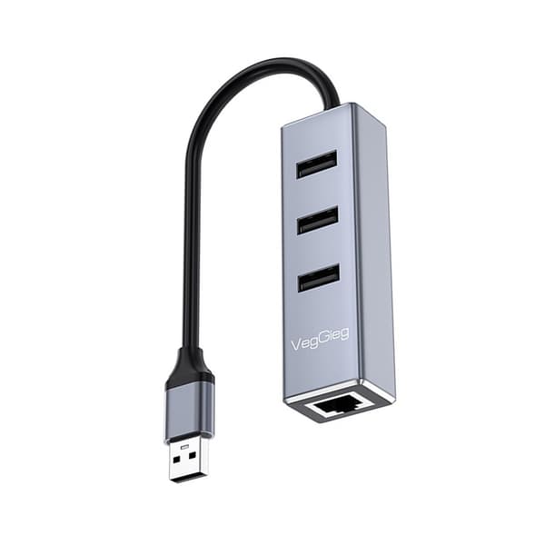 USB til Gigabit Ethernet-adapter med 3-ports USB-hub - 10/100/1000Mbps RJ45 netværksforbindelse, stabil kablet forbindelse