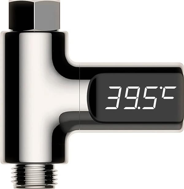 LED digital badtermometer, duschtermometer 5-85 grader realtids vattenflöde med 360° roterande skärm
