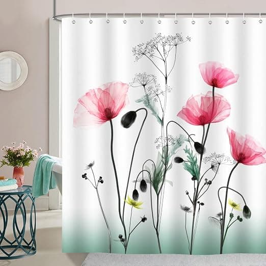 1 stk rød blomst dusjforheng 180 x 200 cm dusjforheng polyester