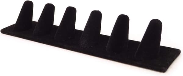 1 stk Svart Fløyel 6 Finger Ring Display Stativ Organizer